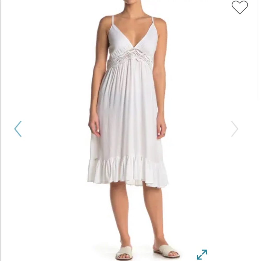Women’s White/Crochet Swim/Beach Coverup Dress - Medium